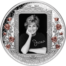 5 Unze Silber Diana Prinzessin von Wales 2022 PP (Auflage: 500 | coloriert | teilvergoldet)