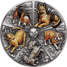 5 Unze Silber World Popular Dogs 2025 (Auflage: 388 | High Relief | Antik Finish)