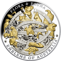 5 Unze Silber Flora & Fauna Wahrzeichen Australiens PP 2017(Niue 10$ | teilvergoldet | Auflage: 500)
