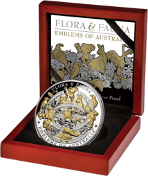 5 Unze Silber Flora & Fauna Wahrzeichen Australiens PP 2017(Niue 10$ | teilvergoldet | Auflage: 500)