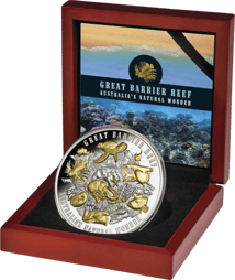 5 Unze Silber Great Barrier Reef Niue PP 2018 teilvergoldet (Niue 10$ | teilvergoldet | Auflage: 500)