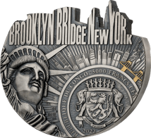 5 Unze Silber World's Most Famous Bridges Brooklyn Bridge 2022 (Auflage: 750 | coloriert | High Relief | Antik Finish)