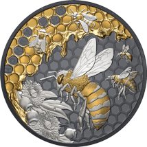 5 Unze Silber Honigbiene 2026 (Auflage: 350 | teilvergoldet | Black Proof)