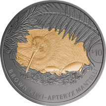 5 Unze Silber Kiwi 2021 PP (Auflage: 350 | teilvergoldet | Polierte Platte)