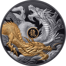 5 Unze Silber Jahr des Drachen 2024 (Auflage: 888 | Black Proof | teilvergoldet)