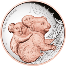 5 Unze Silber Koala 2023 PP (Auflage: 750 | Polierte Platte | teilvergoldet)