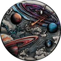 5 Unze Silber Sternenhimmel und Planeten 2024 AF (Auflage:388 | Antik Finish | coloriert)