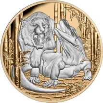 5 Unze Silber Tiger und Komodo 2022 PP (Auflage: 500 | Polierte Platte | teilvergoldet)