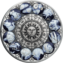 5 Unze Silber Tierkreiszeichen Sonne 2022 AF (Auflage:388 | Antik Finish | coloriert)