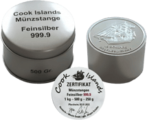 500 g Cook Islands Münzstange (in Dose)
