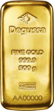 500g Goldbarren Degussa