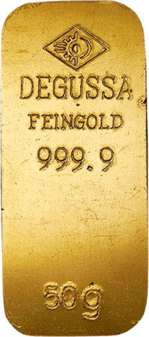 50g Goldbarren Degussa (Sargform)