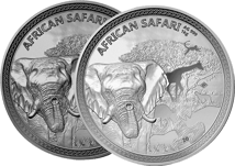 Doppelpack: 1kg Silber African Safari Elefant 2020 PP & AF (Auflage: je 100 Stücke)