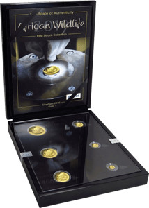 Gold Somalia Elefant First Struck Set 2019 (Auflage: 100 Stück)