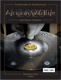 Gold Somalia Elefant First Struck Set 2020 (Auflage: 100 Stück)