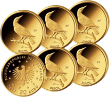 Komplettsatz 1/8 Unze Gold 20 Euro Pirol 2017 (Buchstaben: A, D, F, G, J)