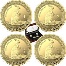 4 x 1/4 Unze Gold Känguru Nugget Port Phillip Set 170. Jubiläum 2023 (Auflage: 750| Polierte Platte)