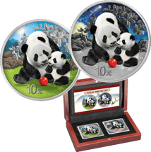 Silber China Panda Tag und Nacht Set 2024 (Auflage: 888 | coloriert)