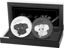 Silber Somalia Elefant Black & White Set 2021 (Auflage: 500 Sets)