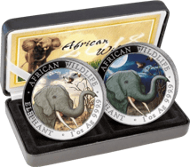 Silber Somalia Elefant Tag & Nacht Set 2018 (Auflage: 500 Sets)