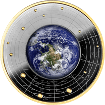 Silber Sonnensystem Erde (Auflage: 555 | vergoldet | Ruthenium)
