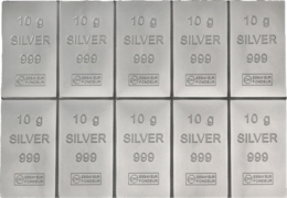 10 x 10g Silber Tafelbarren Combibarren