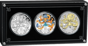 3 x 1 Unze Silber Set Lunar III Drache 2024 (Auflage: 1.500 | Polierte Platte)