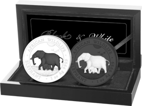 Silber Somalia Elefant Black & White Set 2022 (Auflage: 500 Sets)