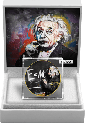 1 Unze Silber Albert Einstein 2024 (Auflage: 100 | teilvergoldet)