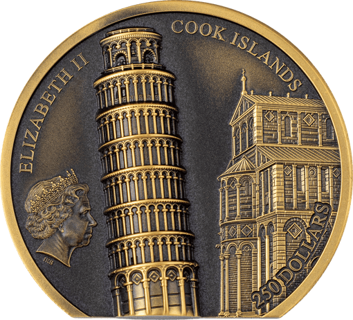1 Unze Gold Schiefer Turm von Pisa 2022 HR (Auflage: 199 | Antik Finish | Ultra High Relief)