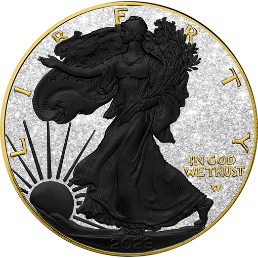 1 Unze Silber American Eagle 2023 Black meets White Diamond (Auflage: 50 | teilvergoldet)