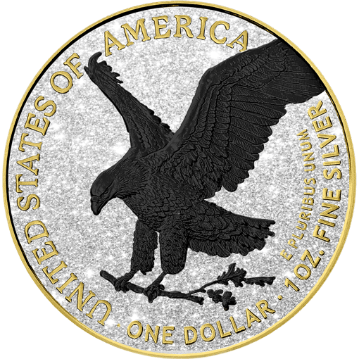 1 Unze Silber American Eagle 2023 Black meets White Diamond (Auflage: 50 | teilvergoldet)