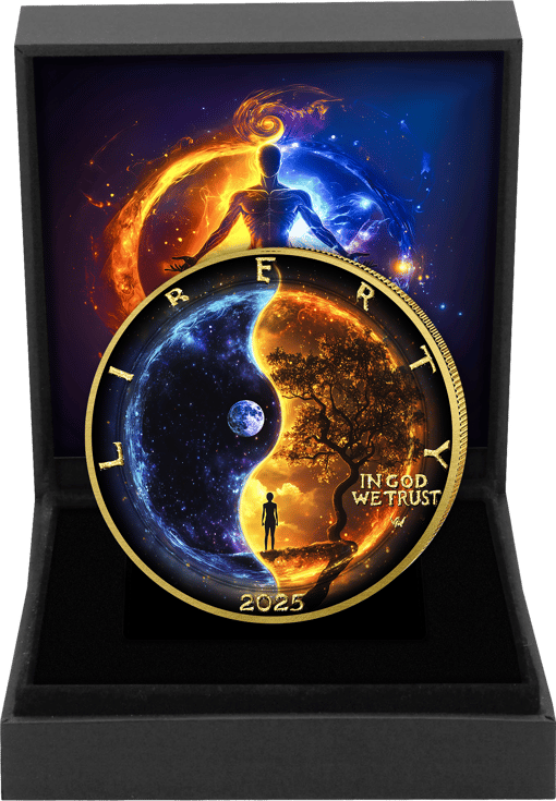 1 Unze Silber Yin und Yang Sonne und Erde 2025 (Auflage: 100 | teilvergoldet)