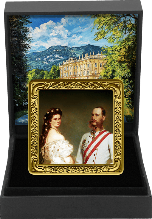 1 Unze Silber Bilderrahmen Sisi und Franz (Auflage: 100 | teilvergoldet)