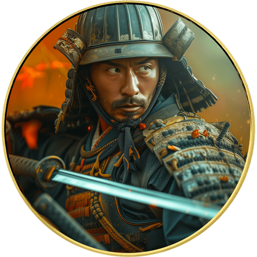1 Unze Silber Samuraikrieger Kenshin 2024 (Auflage: 50 | coloriert | vergoldet)
