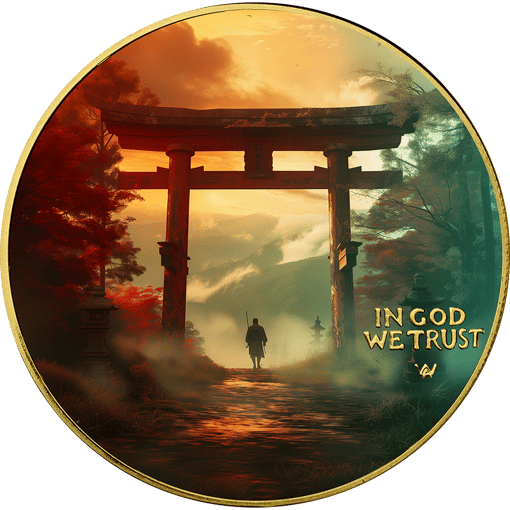 1 Unze Silber Samuraikrieger Miyamoto 2024 (Auflage: 50 | coloriert | vergoldet)