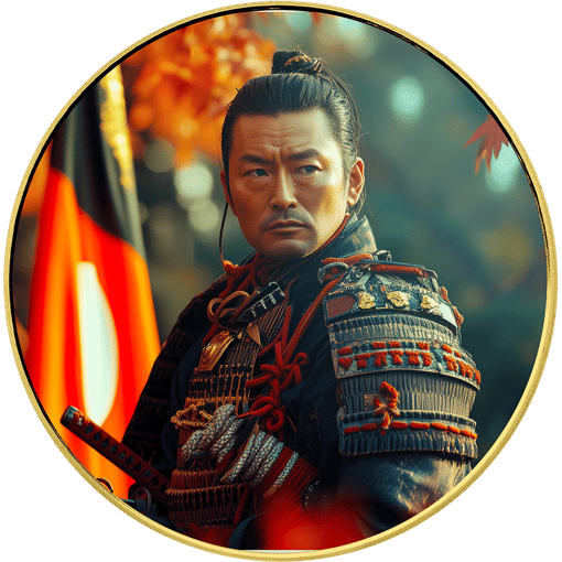 1 Unze Silber Samuraikrieger Takamori 2024 (Auflage: 50 | coloriert | vergoldet)