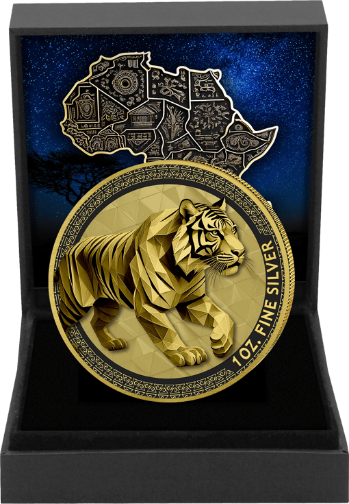 1 Unze Silber Wildkatzen Tiger Iced Out 2024 (Auflage: 100 | teilvergoldet)