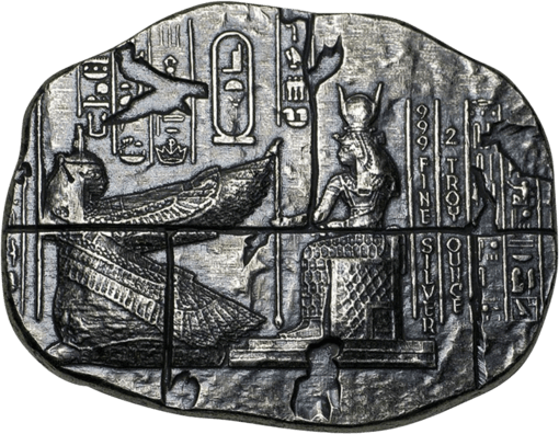 2 Unze Silber Reliktbarren Ägyptische Göttinnen handgegossen