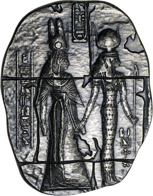 2 Unze Silber Reliktbarren Ägyptische Göttinnen handgegossen