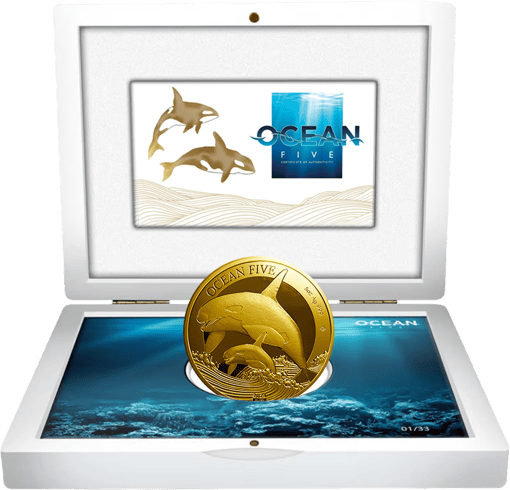 5 Unze Gold Ocean Five Orca 2024 PP (Auflage: 33 | Polierte Platte)
