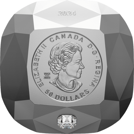 Silbermünze in Diamantform De Beers Ideal Cushion Diamant 2024 (Auflage: 600)